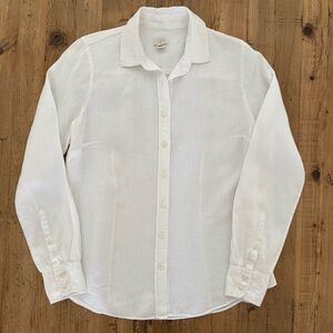 J. Crew Woman’s 100% Linen Button Down White Long Sleeve Shirt Size Small